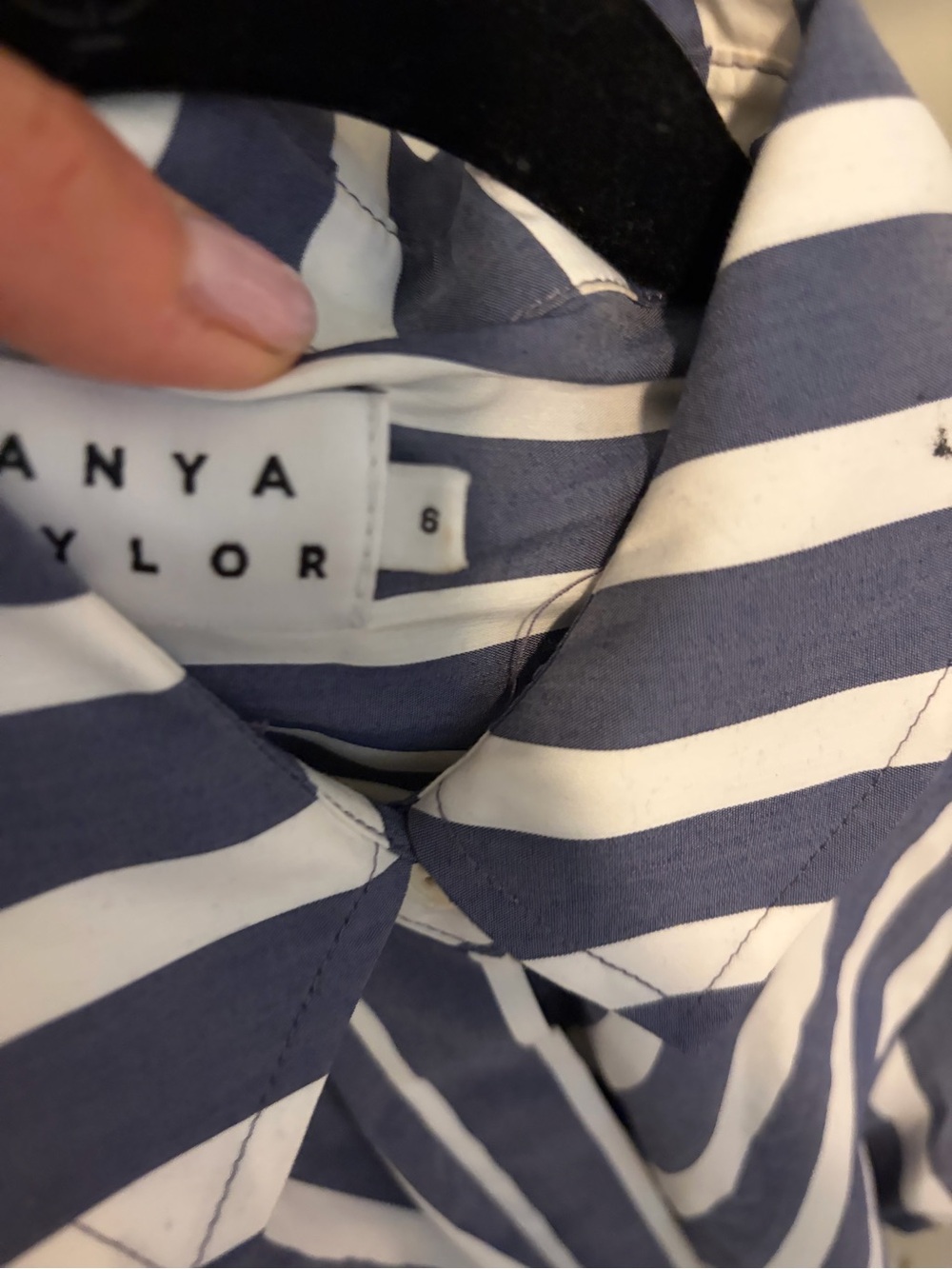 Tanya Taylor Navy & White Striped Blouse